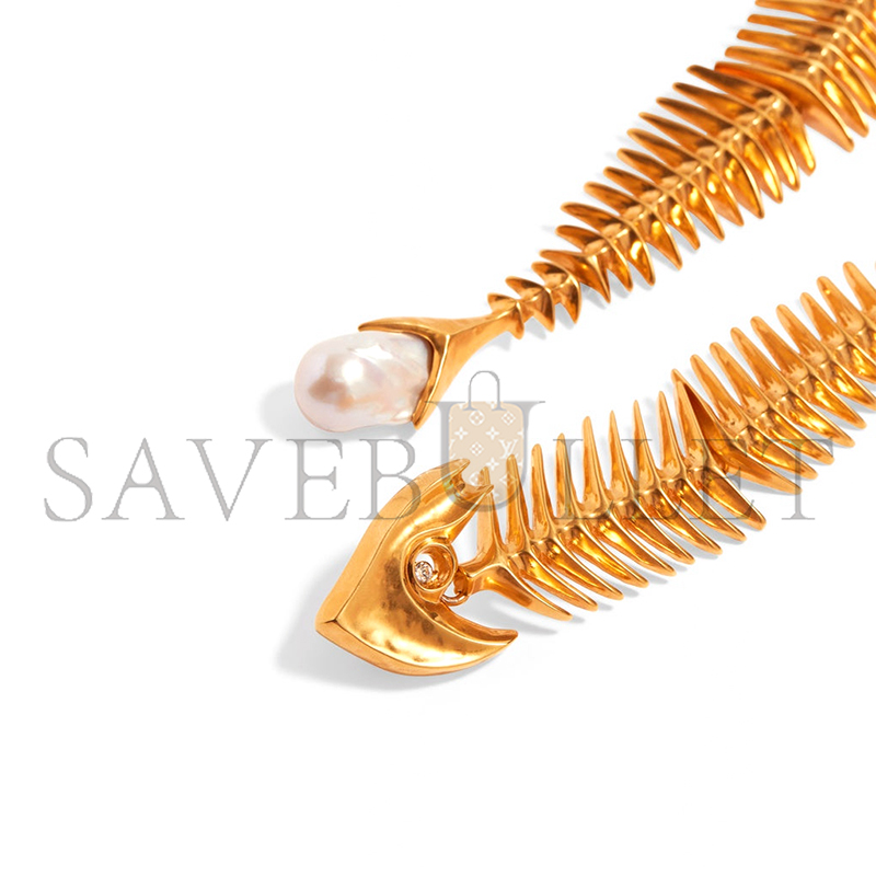 SCHIAPARELLI FISH SKELETON EARRINGS 596001